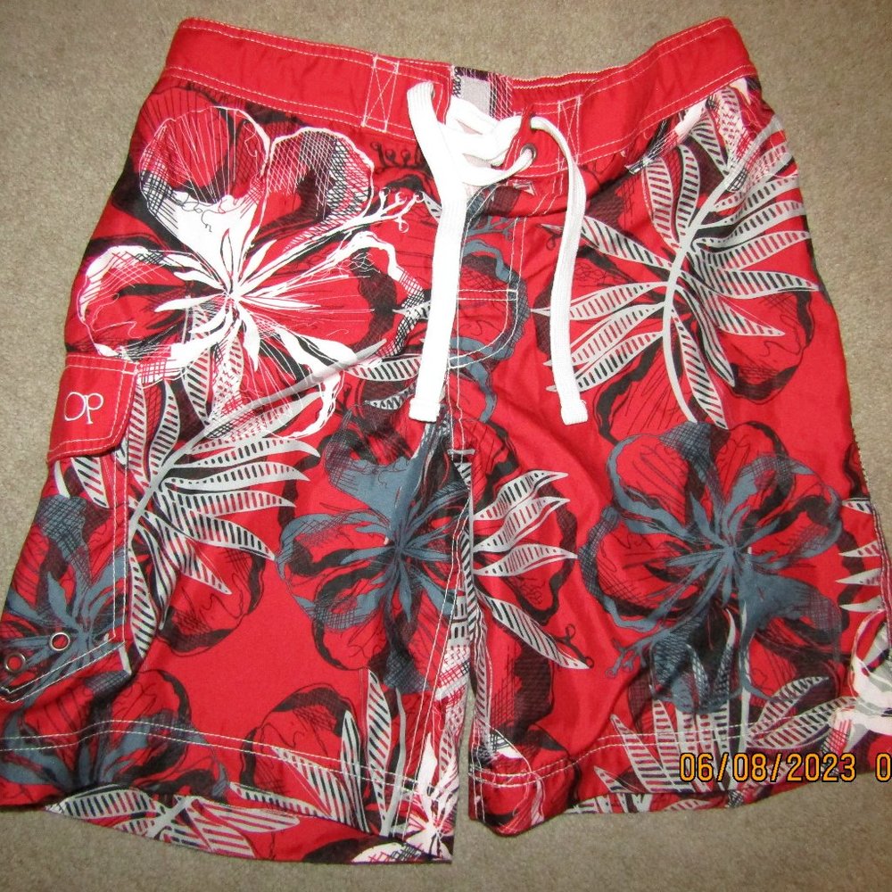 Men's | Ocean Pacific | Medium | 32-34 | Swim Trunks | Palm Tree Pattern